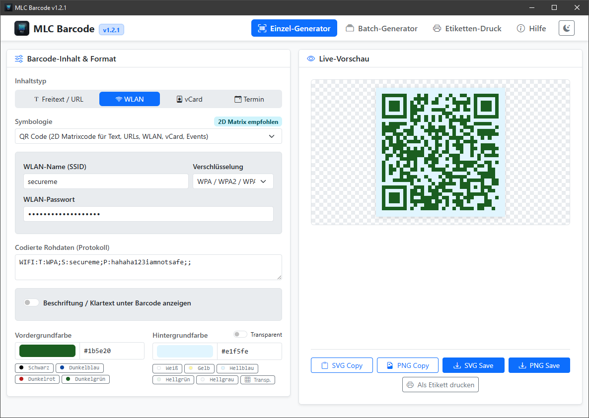 MLC Barcode Screenshot 1
