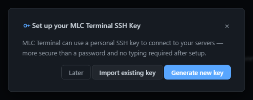 Set up your SSH key on first launch