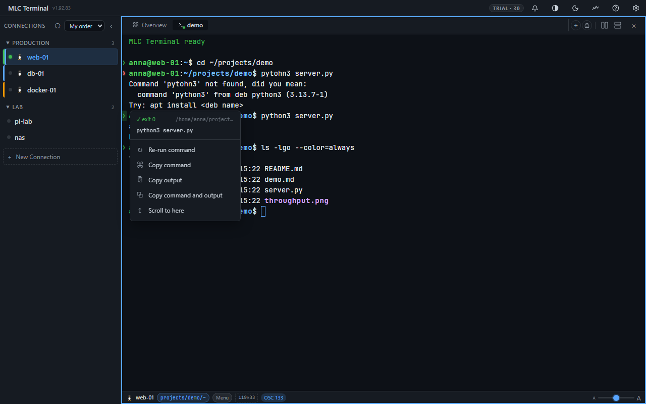 MLC Terminal Screenshot 5